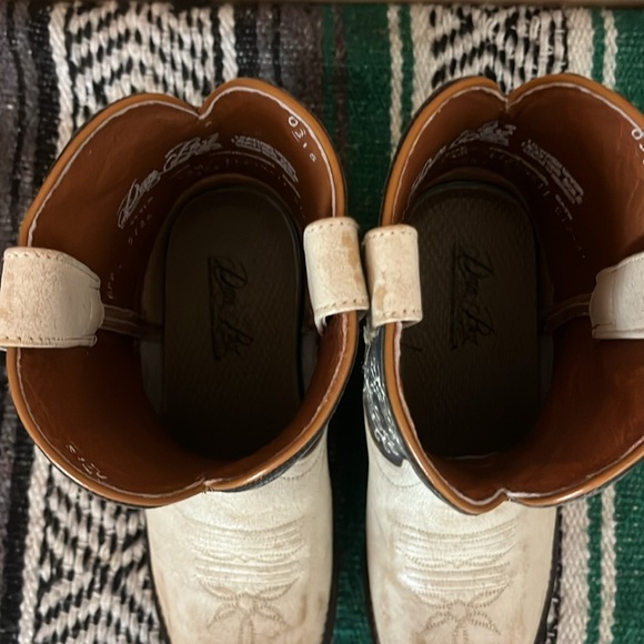 Dan Post cream and dark navy  Leather Cowboy Boots ankle boots - Picture 14 of 16